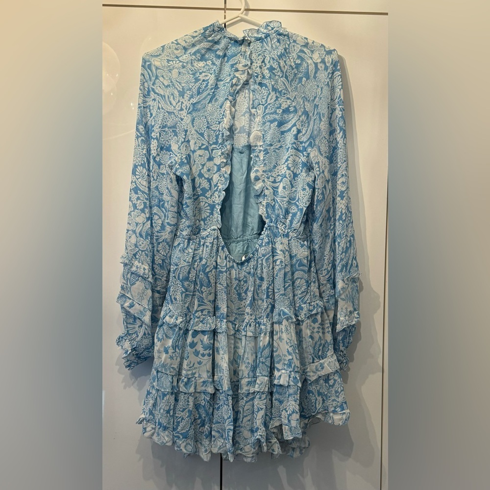 Anthropologie Blue and White Floral Mini Dress - Picture 15 of 16